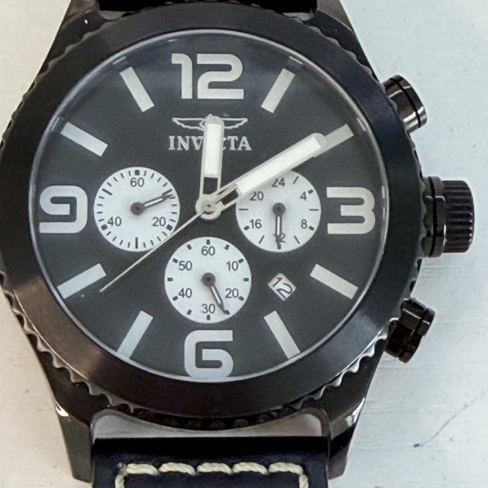 Invicta Specialty Black Chronograph Watch White Dial Stainless Steel Mens - Picture 4 of 6